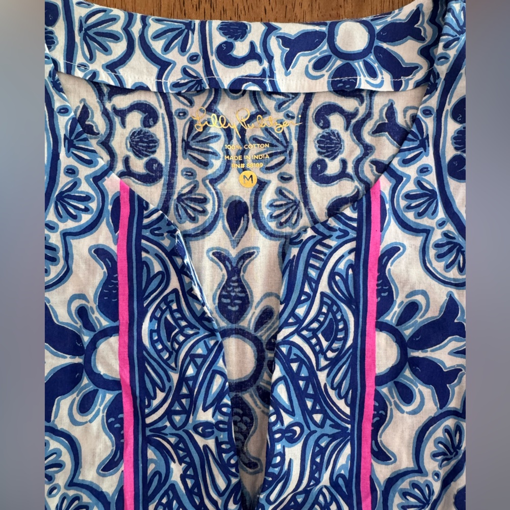 Lilly Pulitzer Amelia Island Tunic Top SZ M Resort White Pooling Around - Picture 8 of 15